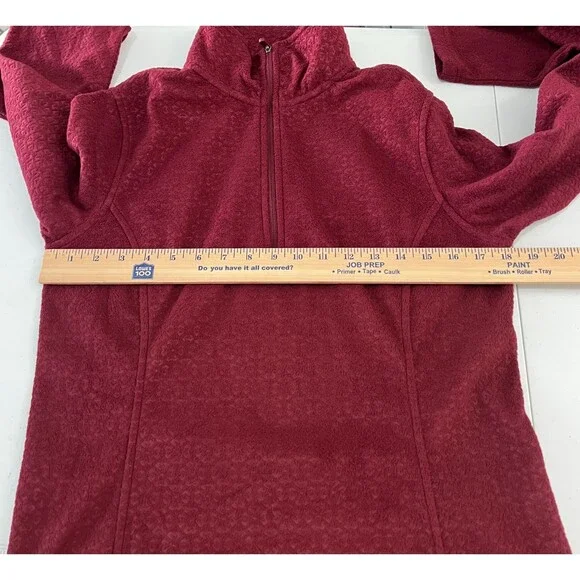 Lands' End Women's Fleece Pullover Top Burgundy Floral 1/4 Zip Polyester Size S - Picture 7 of 9